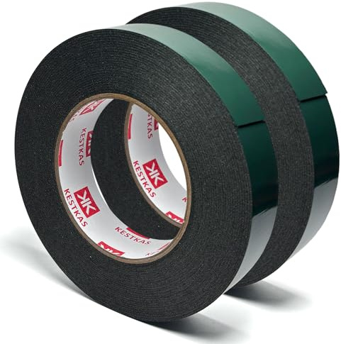 KESTKAS Nastro Biadesivo Extra forte multifunzione 25mm x 10m (Pack 2) fissaggio istantaneo su più superfici - nastro in schiuma impermeabile - nastro di montaggio all'interno o all'esterno