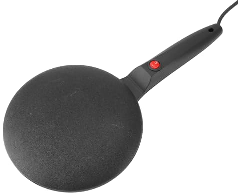 Asixxsix Crepera Eléctrica, Sartén Eléctrica Antiadherente para Crepes, Plancha Eléctrica para Hacer Crepes con Mango Largo para Cocinar Crepes, Tocino, Roti, Rollo de Huevo, Tortillas y