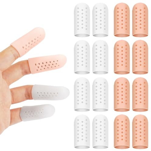 Rairsky 16 Piezas Protector de Dedos Gel Funda Finger, Protector Dedos Mano, Protector para Dedo de Gel, Fundas Dedo, Protectores de Dedos de Silicona para Eczema Artritis Manos Agrietadas