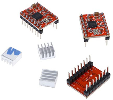 Gatuida 3stücke Pack Stepstick Schrittmotor-treiber Mit Kühlkörper Drucker Reprap Graviermaschine Drucker Rot