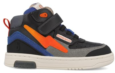 Biomecanics Botines Niño251236-A054 | Piel Color Gris Oscuro | Cierre Adhesivo + Cordones Elásticos | Suela Antideslizante
