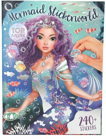 Depesche TOPModel Mermaid - Metallic Stickerbuch mit 26 detaillierten Unterwasser Hintergrundseiten und 4 Seiten Accessoire Aufklebern