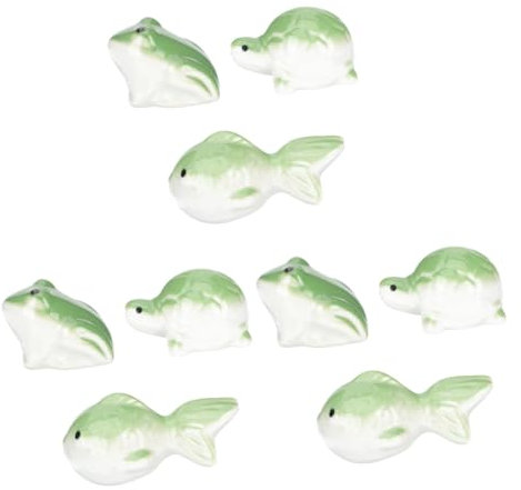 Milisten 9stücke Teiliges Keramische Aquarium Dekoration Schwimmende Schildkröten Und Frösche Für Fischbecken Für Innen Und Außendekoration Cartoon-Design Ornamente Für Und