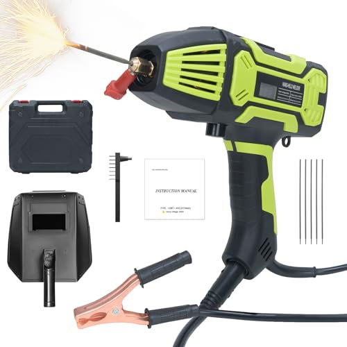 Umelee Portable ARC Welder 220V, Handheld Welding Machine with Welding Rod Clamp, 5 Welding Rods, Handheld Mask, Fit for 1.6~3.2 mm Welder Rods (Green)