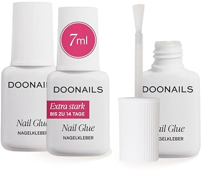 Doonails Nagelkleber Extra Stark 3er Set (7ml) – Schnelltrocknender Brush-On Nail Glue für Kunstnägel, Tips, Press On Nails & Acrylnägel – Nagel Kleber für eingerissene Nägel & 100% Haftung