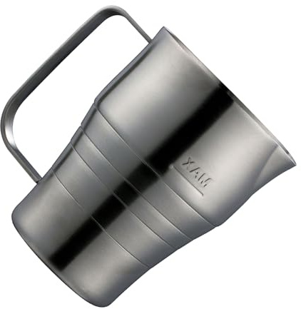 LUCKGONI Brocca professionale da 900 ml in acciaio inox per schiumare il latte con manico ergonomico per caffè latte art schiumare tazza con scala