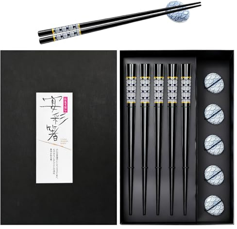 Lot De 5 Baguettes, Baguettes Japonaises, Paires De Baguette, Baguette À Sushi, Antidérapantes Noires En Alliage Pour La Maison Et Le Restaurant, Réutilisables, Lavables Au Lave-Vaisselle