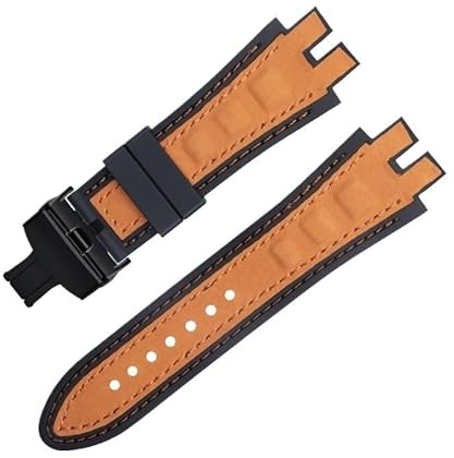 dayeer Klockarmband i matt mockaläder för Roger Dubuis EXCALIBUR King med mjuk gummibas(Orangeb b)