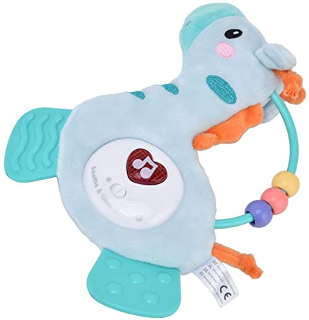 Fdit Juguete de Dentición de bebé de Peluche Iluminado con Música, Lindo Diseño Animal para el Desarrollo, 3 Baterías LR44 Incluidas, Ideal para Cochecitos (GREEN)