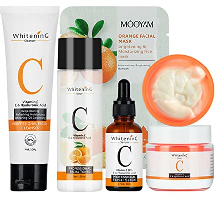 Aumotop MOOYAM Vitamin-C-Set, Vitamin-C-Aufhellungsset Zur Melaninentfernung und Hautverjüngung, Ideal Als