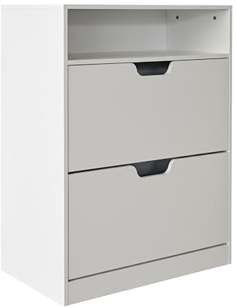 Relaxdays Schuhschrank, Verschiedene Größen, Schuhaufbewahrung, schmaler Schuhkipper, Flur, Schuhkommode, Farbwahl | 2 Klappen, Flur, schmaler Schuhkipper, modern