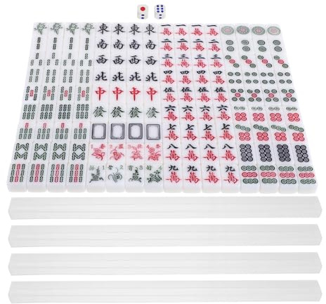 Gogogmee Juego de Mahjong Mini Portátil 20 Mm 1 Juego de Fichas Chino para Viaje para Principiantes Incluye 4 Palillos Medidores para Fiestas Familiares y Picnic