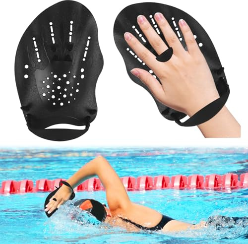 Peybaiwy Palas de natación para niños con correas de silicona ajustables, ayudas de entrenamiento de natación para niños y jóvenes, equipo para aprender a nadar, mejorar la técnica, la fuerza
