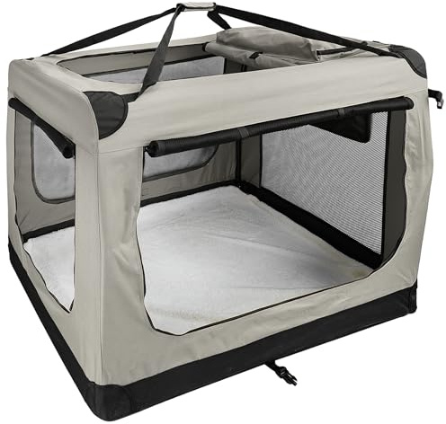 Faltbare Hundebox XXXXL- 122 x 80 x 82 cm, Beige Transporttasche Transportbox, Cream Auto Katze Hunde Kaninchen Große Kleine Box Bag Klein Auto Tasche Transport Petigi