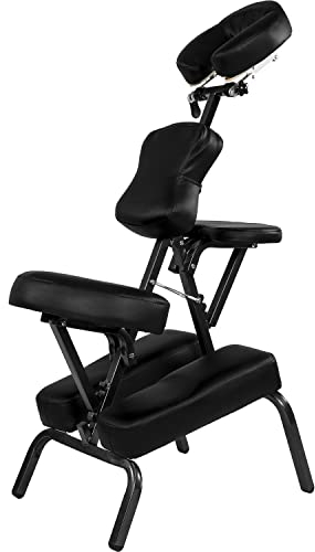 MOVIT Chaise de Massage Pliante/Chaise de Tatouage avec Sac, supporte jusqu'à 200 kg, Choix de Couleurs, Noir