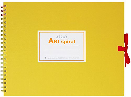 Maruman Art Spiral Sketchbook, F2, 7.76 x 10.24, Drawing Pad with 24 Sheets of Acid-Free Thick Paper, Twin Wire Binding, Durable Yellow Cover, Artist Notebook for Sketching, Made in Japan