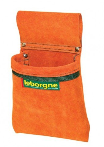 LEBORGNE - Monopoche Croûte de Cuir - Pochette à Clous - Poche Large 150 mm - avec Rivets et Coutures Intérieures - pour Charpentiers, Maçons, Bâtisseurs