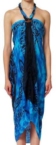 Ciffre Sarong Pareo Wickelrock Lunghi Dhoti Tuch Strandtuch Keltisch Kreis Türkis Lila Batik