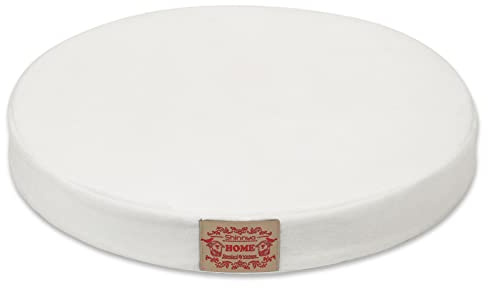 Shinnwa Round Chair Cushion, Dual-Layer Memory Foam Seat Pad, Soft Lumbar Support Pillow for Chairs, White, 16x16x2