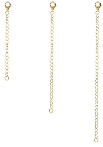 BERRICLE Sterling Silver Chain Extension Yellow Gold Flashed, 3 Piece