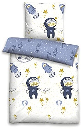 biberna 0004647 Feinbiber-Bettwäsche eisblau 1x 135x200 cm + 1x 80x80 cm