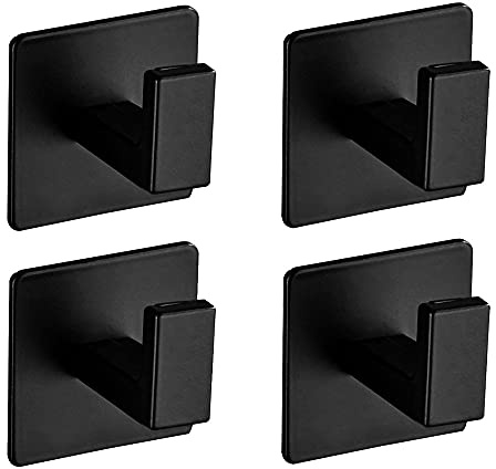 Melairy 4 Stück Selbstklebend Handtuchhaken Selbstklebend Haken, Bademantelhaken Ohne Bohren, Wandhaken Wasserdichter und Rostfreier, Kleiderhaken Bad und Küche Handtuchhalter