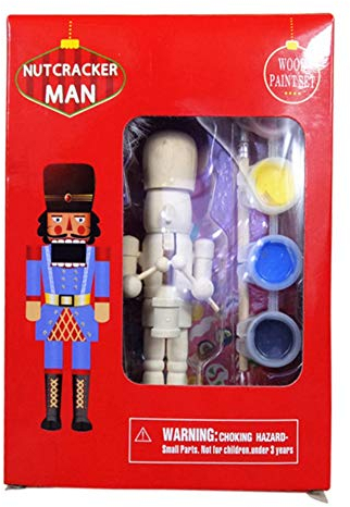 Unfinished Christmas Nutcracker Figures with Paint Kit,URMAGIC 12cm Unpainted Blank Wooden Nutcracker Statues,DIY Nutcracker Ornament Set,Nutcracker Christmas Decor (Nutcracker Paint Kit), 31x8.8cm