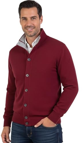 Marenza cárdigan para Hombre con Botones en Mezcla de Cachemira y Seda, Made in Italy