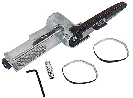 Pneumatischer Bandschleifer, Druckluft-Bandschleifer 16000rpm für Schleifbänder 330 * 10mm, Luftbandschleifer Mit 2x Gürtel für Holz Kunststoff Aluminium Möbelpolieren
