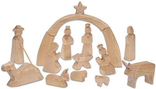 SUNNYSUE - Große Weihnachtskrippe - Holzkrippe Weihnachtsdekoration Krippenfiguren