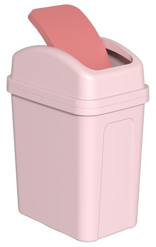 Zopnny 1.8 Gallon Small Trash Can, Garbage Can with Swing-top Lid, Plastic Garbage Bin, Pink