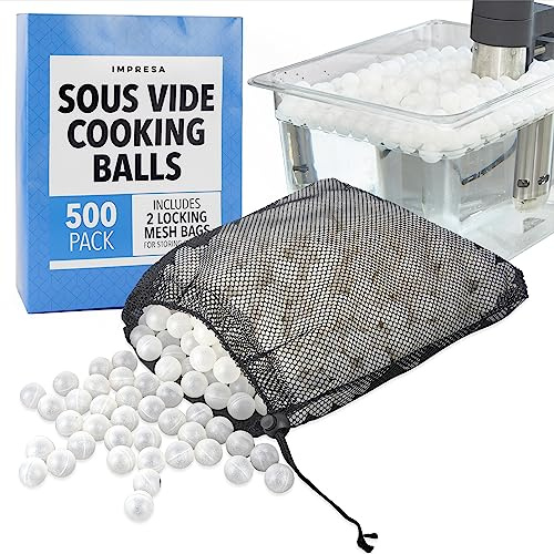 IMPRESA 500 Count Sous Vide Balls for Anova, Inkbird & Other Models - Reduce Heat Loss & Evaporation - Polypropylene (PP) Material, 20mm Size