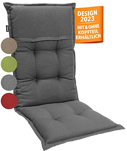gardisun Gartenstuhlauflagen Hochlehner I Extra Dicke Sitzauflagen I Made in Europe I Ideale Polsterauflagen für Hochlehner Gartenstuhl I Auflagen mit hoher Lichtechtheit I 4er Set I Schwarz