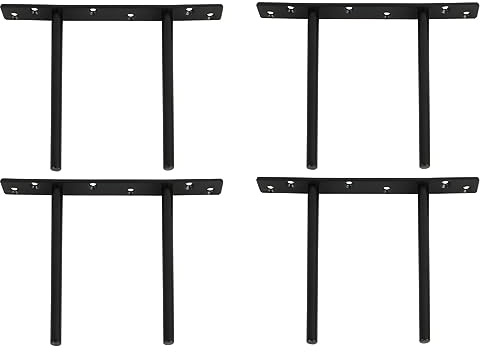 SAYAYO Equerre Etagere Murale Fixation Invisible 2-Tige 150MM Noir 4 Pcs | Support Etagere Murale en Haute Qualité Métal, Tablette Flottante Support Charge Lourde pour Cour Salon Chambre Cuisine