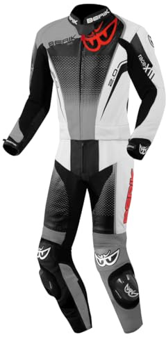 Berik XR-Ace Evo perforierte 2-Teiler Motorrad Lederkombi, schwarz/grau/weiß, 52