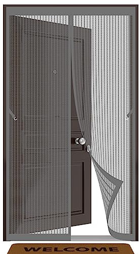 Magnetische Fliegengitter-Tür 120 x 240 cm Fliegengitter Tür Ohne Bohren selbstklebend Fliegengitter Tür Für Balkontü Terrassentür Schiebetür Küchentür, Grau