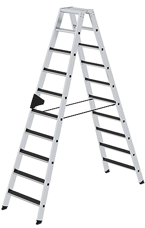 PROREGAL Stufen-Stehleiter | beidseitig begehbar mit Clip-Step R13 | 2x10 Stufen | Leiter, Teleskopleiter, Trittleiter, Bockleiter, Sprossen-Doppelleiter