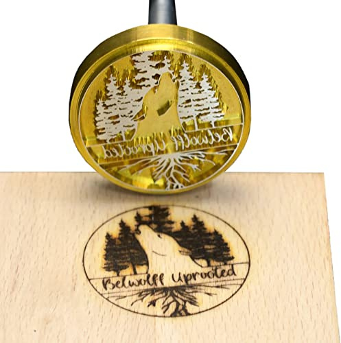 AIMOADO Personalisierter Hitzestempel für Holzarbeiter und Lederhandwerker (3,8 x 3,8 cm, Gummi, Rund)