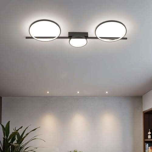 Licht-Erlebnisse LED Deckenleuchte Schwarz 100 cm lang flach H: 12 cm warmweiß hell 3000 K 1100 lm aus Aluminium Modern Deckenlampe Wohnzimmer Flur