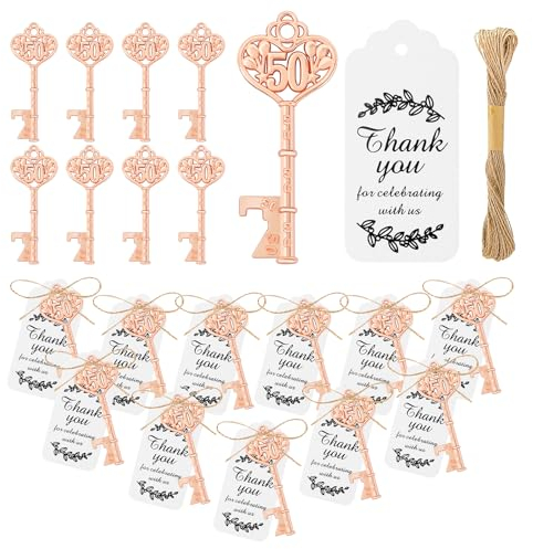 KBDHYY 50Pcs Rose Gold Key Bottle Opener Birthday Party Favors (50th), M