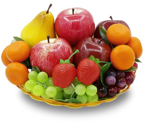 DONOTGO 15 Fake Fruit,Artificial Fruits for Decoration Lifelike Realistic Faux Fruit Decorative Fruit Decor Plastic Fruits for Decoration Simulation Fruit Fake Apples for Home Kitchen Chirstmas Décor