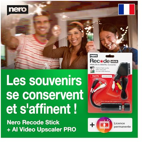 Nero Guarda Tus Recuerdos | Video Grabber + Adaptador Scart + AI Video Upscaler Pro Unlimited | Mejorar la Calidad del vídeo| Digitalizar VHS | S-VHS | Hola8 | Súper 8 | Ventanas 11/10
