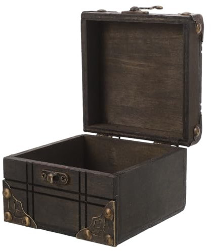 CAXUSD Schmucketui Kasten Vintage Aufbewahrungsbox Aufbewahrungskoffer Für Kleinigkeiten Schmuckschatulle Retro-schatztruhe Schatzkiste Aus Holz Hölzern Haushalt Handschuhfach Kind