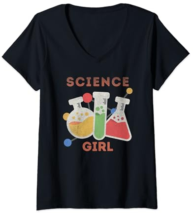 Womens Science Beakers Science Girl Physics Teacher Student V-Neck T-Shirt