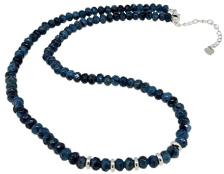 Handgemachte Choker Halskette aus 6mm Naturstein-Perlen mit Weißgold-beschichteten Edelstahl-Abstandshaltern | Erhältlich in Mehreren Farben
