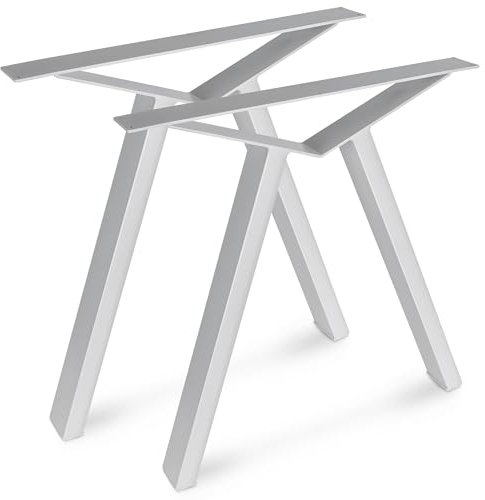 Magnetic Mobel 2 x Tischkufen aus Metall | Industrial Tischbeine in Schwarz Weiß & Rohstahl | Alle Größen für Esstisch Schreibtisch Couchtisch & Bank | Profil: 8x4 | A - Form (Grau)