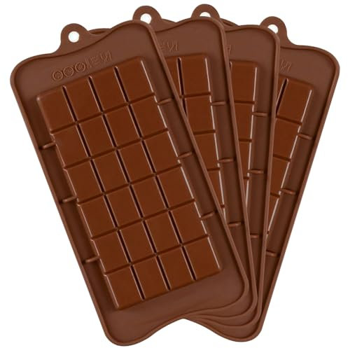 ASelected 4 Pcs Silicone Chocolate Mould Jelly Moulds Candy Moulds Break Apart Reusable Chocolate Moulds for DIY Baking Candy Protein Energy Bar Molds