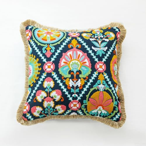 Zoegneer Marokkanische Kissenbezüge für Wohnzimmer, Sofa, handgefertigt, indische Gastfamilie, bestickter Kissenbezug für Zuhause, Farbe 6