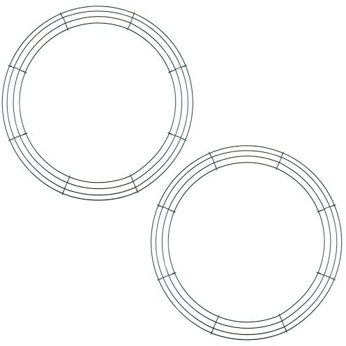 Aodaer 2 Pack 16 Inch Wire Wreath Frame Christmas Green Wire Wreath Ring Round Metal DIY Floral Crafts Wreath for Halloween New Year Holiday Valentine Day Decorations