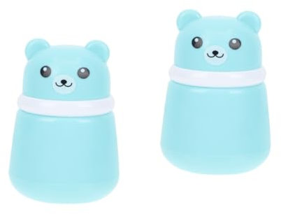 Abaodam 2stücke Cartoon Bär Babypuder Puff Box Leere Tragbare Talcum Powder Box Auslaufsicher Für Reisen Große Kapazität Sanft Und Langlebig